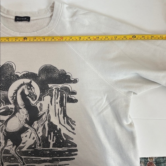 Zutter white cropped horse rearing graphic sweatshirt saguaro long sleeve - Picture 14 of 16